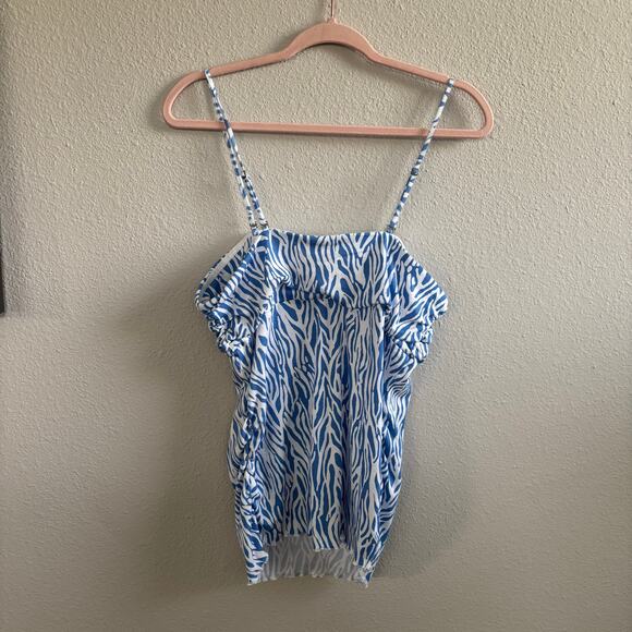 NWT Diane Von Furstenberg for Target Blue White Adjustable Straps Tank Top Sz XL - Picture 6 of 9